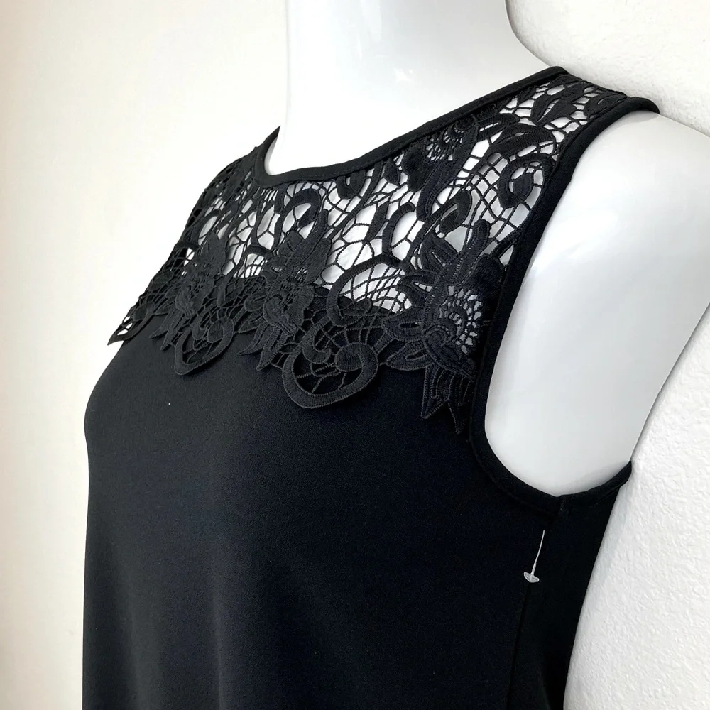 NWOT Marina Sleeveless Illusion Crew Neck Shift Dress